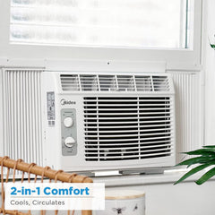 Midea side vent detail highlighting two-way airflow control and direction