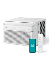 Midea front view of white window unit showing sleek design and efficient cooling