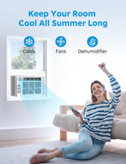 Midea side mounted in window demonstrating secure fit and expandable panels for easy install