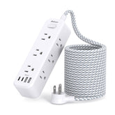 Mifaso front view power strip showing nine outlets and four USB ports for convenience