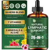 Migcopat front bottle image showing raspberry-flavored lymphatic drops benefiting daily wellness