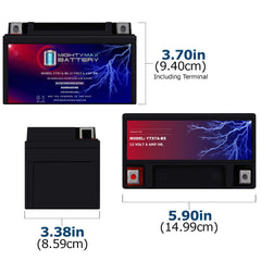Mighty Max Battery side view displaying dimensions for easy fit verification