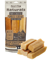 Mighty Paw front packaging showing yak cheese chews and benefits