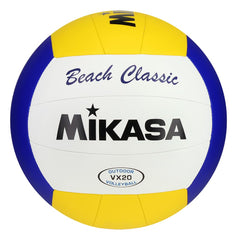Mikasa VX20 closeup of blue, yellow and white panels for easy spin tracking