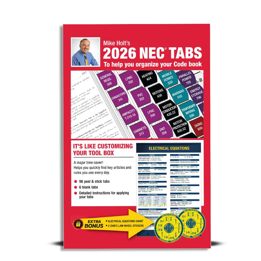 Mike Holt front packaging showing tabs kit and included poster for fast access