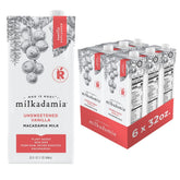 Milkadamia carton front view showing unsweetened vanilla label and zero-sugar benefit