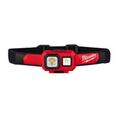Milwaukee 2104 front view showing compact housing and bright output for job-site visibility