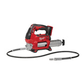 milwaukee grease gun front view showing controls and compact layout for efficient servicing