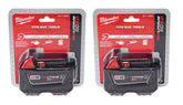 Milwaukee M18 battery 2-pack front view showing durable housing and compatibility benefits