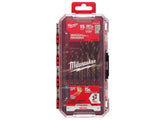 Milwaukee Shockwave kit front case showing organized 15-piece layout and quick access