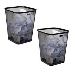 Mind Reader front view of black mesh trash can showing sleek design and tidy appearance