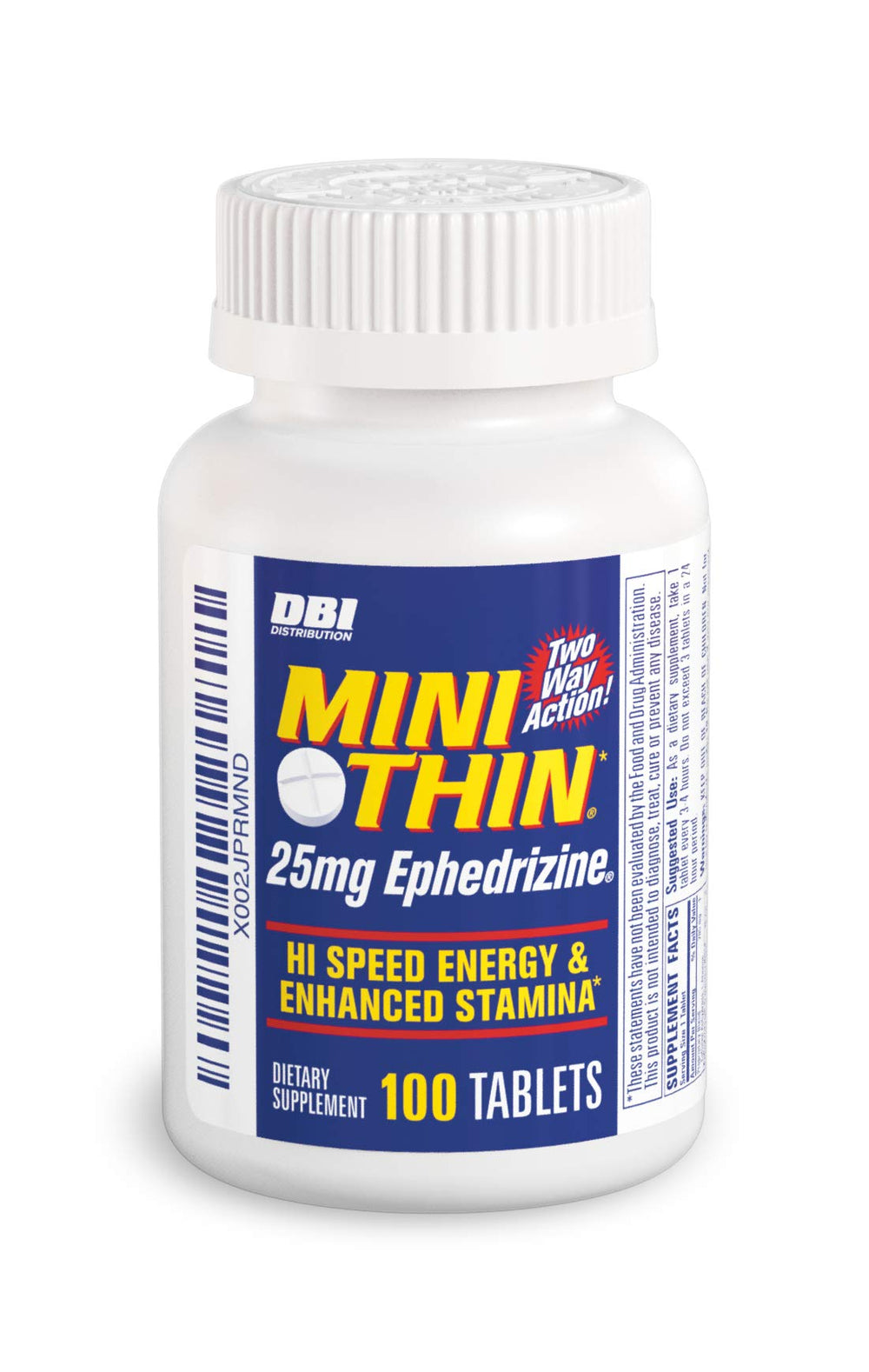 Mini Thin front packaging showing bottle and label, Mini Thin for convenient energy