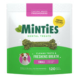 Minties front package tiny/small showing count and benefits by Minties
