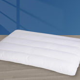 MINUPWELL front view of slim 2.5-inch pillow showing neat edges and fit benefits
