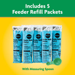 Miracle-Gro scoop and scale next to measuring tools for accurate feeding