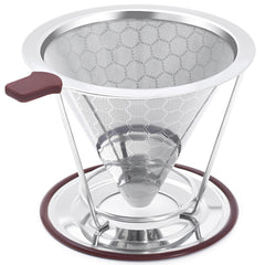 MISETTO front view of stainless steel dripper showing cone shape and finish for consistent brews