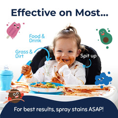 Miss Mouth's stain treater solution drop on fabric showing effective cleaning action