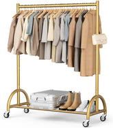 MISSLO front view of gold clothing rack showcasing capacity and style