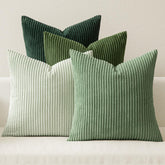 MIULEE front view of forest green cover showing elegant stripe and cozy appeal