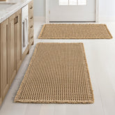 MIULEE front view brown waffle bath mat showing full pattern and size benefit