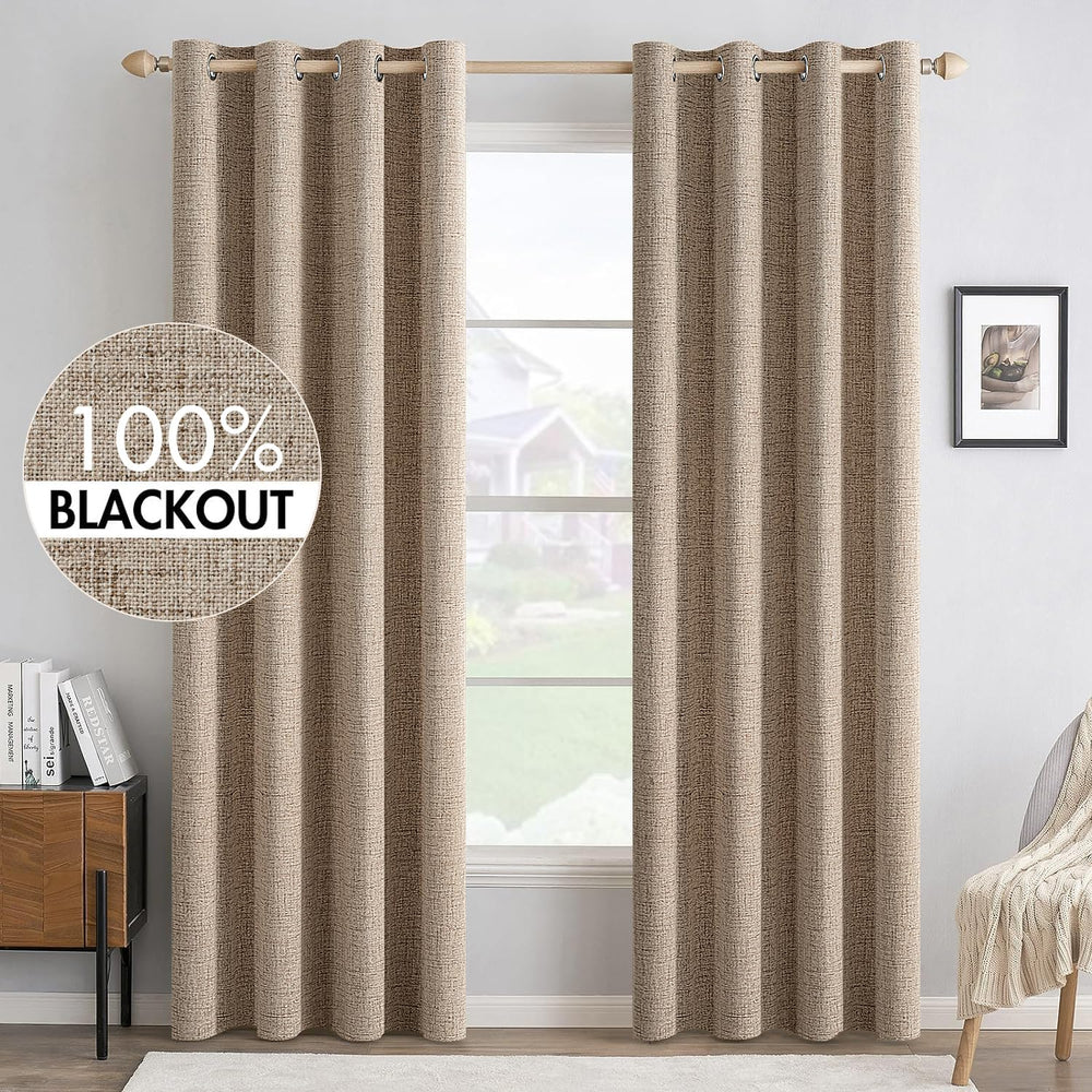 MIULEE front view copper brown panels showing full blackout effect and warm decor