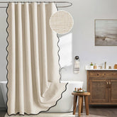 MIULEE front view cream beige curtain showing full panel and scalloped hem for elegant coverage