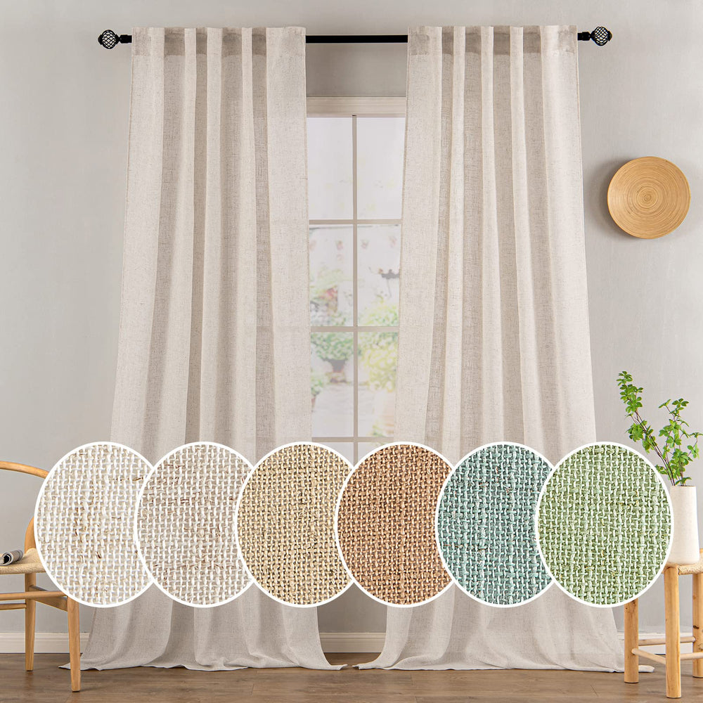 MIULEE front view of two white linen panels showing full coverage and style