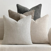 MIULEE front view of four neutral chenille pillow covers showing versatile styling benefit