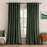 MIULEE front view olive green velvet curtains showcasing elegant room transformation