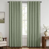 MIULEE front view of sage green blackout panels showing elegant drape and coverage