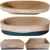 miwoowim front view of oval bowl scratcher showing cozy resting area and durable surface