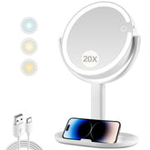 MIYADIVA front view of lighted mirror showing even illumination and sleek base