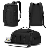MIYCOO front view of duffle bag showing organized compartments and durable canvas benefit