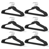 MLKJHHI front packaging showing 60 black velvet hangers and neat stack benefit