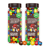 M&M'S front packaging showing two large jars and clear view of candy for easy selection