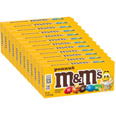 M&M's front box showing colorful peanut candies and easy-serve design