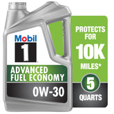 Mobil 1 bottle front label showing product name and fuel economy benefit
