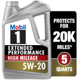 Mobil 1 front packaging showing 5W-20 label and extended protection benefit