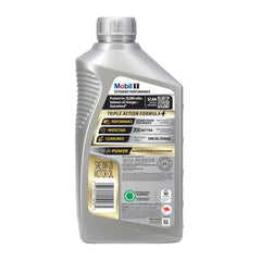 Close-up of Mobil 1 oil sheen illustrating synthetic clarity and stability