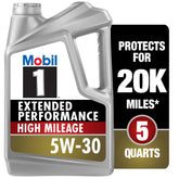 Mobil 1 front label showing product name and 5W‑30 benefits for engine protection