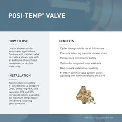 Moen PosiTemp 2510 brass body close-up showing durable construction benefit