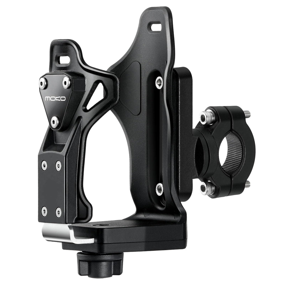 MoKo front view of bottle holder showing secure cradle and durable frame