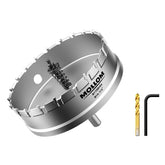Mollom front packaging showing hole saw kit and labeled contents for quick selection