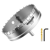 Mollom front view packaged showing hole saw and case for safe storage