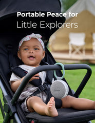 Momcozy clipped to a stroller showing secure attachment for on-the-go naps