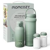 Momcozy set front view showing cooler and warmer for convenient travel feeding