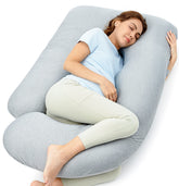Momcozy front view U-shaped pillow showing full-body support and comfort