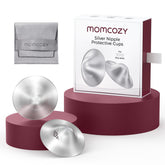 Momcozy front view of regular size silver nursing cup shows protective coverage
