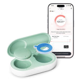 Momcozy front view of wearable thermometer showing slim profile and sticker benefit