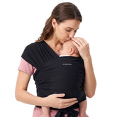 Momcozy front view of wrap carrier showing simple easy-on design and convenience